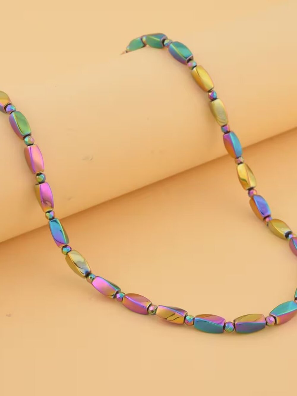 Magic Plated Hematite 221.00 ctw Beaded Necklace w/Magnetic Clasp in Silvertone